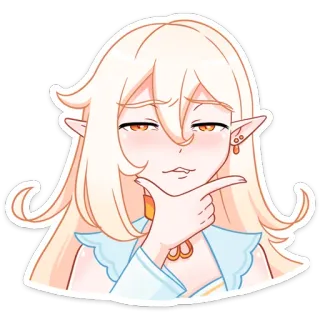 🤔 Anime, Elf, Mädchen, arrogant, niedlich, Chibi whatsapp sticker