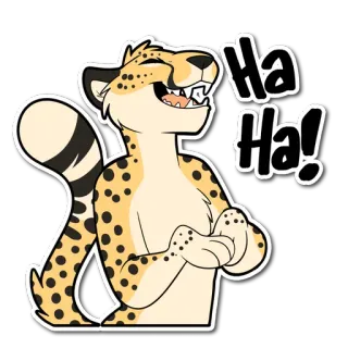 😂 Ha Ha! 웃음, 만화, 동물, 치타, 행복한, 털복숭이 telegram sticker