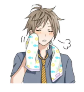 😩 Anime, Junge, verschwitzt, Handtuch, erschöpft, Manga, Illustration whatsapp sticker