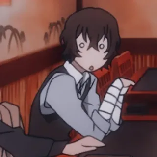 📜 Osamu Dazai Bungou Stray Dogs Anime, Manga, Charakter, Bungou Stray Dogs, Osamu Dazai, Lustig, Geschockt, Bandagen telegram sticker