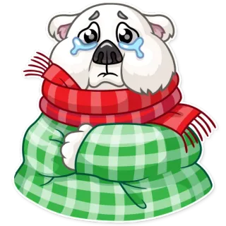 😢 Eisbär, traurig, weinend, Schal, Winter, Cartoon, süß telegram sticker