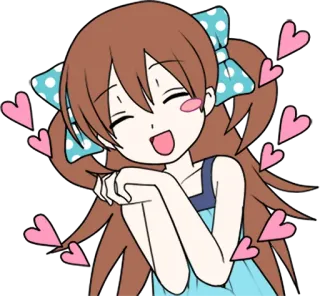 😍 Anime, Dziewczyna, Serca, Słodkie, Kreskówka telegram sticker