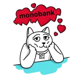 ❤️ monobank cat, thinking, monobank, love telegram sticker
