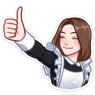 👍 Daumen hoch, Dienstmädchen, Anime, Zustimmung, Positiv, Frau telegram sticker