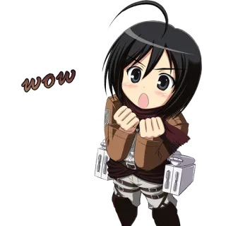 😍 Mikasa Ackerman Attack on Titan wow Anime, Personage, Attack on Titan, Mikasa Ackerman, WoW, Chibi telegram sticker