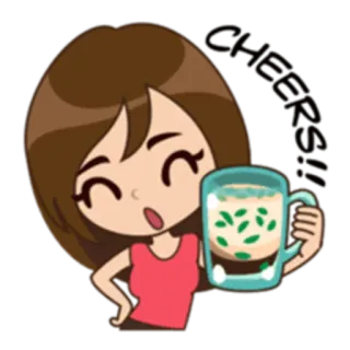 🍺 CHEERS!! cheers, drink, cartoon, woman, celebration, toast telegram sticker