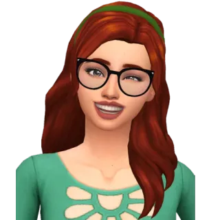 🤓 cartoon, woman, redhead, sims, sims4 telegram sticker