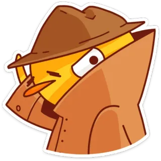🕵️‍♂️ pato, detetive, desenho animado, chapéu, casaco, espião whatsapp sticker