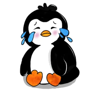 😭 pinguino, triste, piangere, cartone animato, animale, carino whatsapp sticker