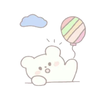 🍦 urso, fofo, kawaii, balão, nuvem, pastel, adesivo telegram sticker