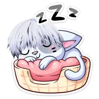 😴 ZZZ kot, śpiący, anime, zzz, słodki, kreskówka telegram sticker