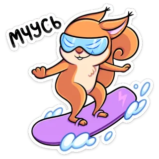 🏂 МЧУСЬ esquilo, surf, desenho animado, animal, fofo telegram sticker