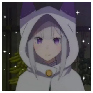 🧴 Emilia Re:Zero − Starting Life in Another World anime, chica, linda, Re Zero, Emilia, sudadera con capucha whatsapp sticker