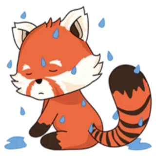 ☔️ レッサーパンダ, 悲しい, 泣く, 雨, かわいい, ステッカー, 可愛い telegram sticker