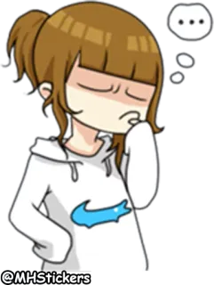 🤔 @MHStickers anime girl, thinking, cartoon, sticker telegram sticker