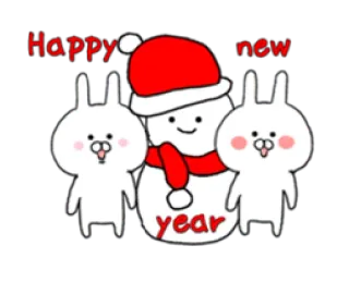 🎉 Happy new year pupazzo di neve, coniglio, felice anno nuovo, vacanza, saluto telegram sticker
