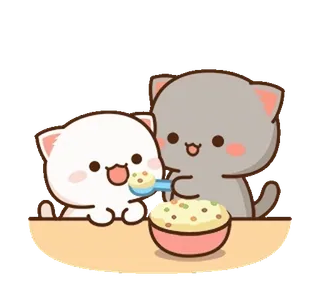 🥄 chat, animal, mignon, nourriture, manger, dessin animé telegram sticker