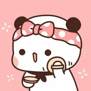 🍯 แพนด้า, น่ารัก, การ์ตูน, สติกเกอร์, สีชมพู, คาวาอิ, แต่งหน้า telegram sticker