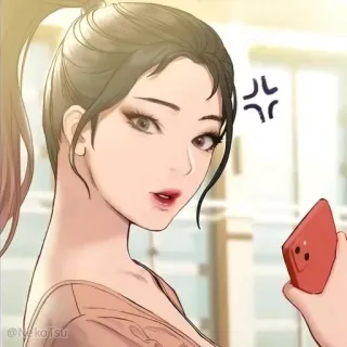 😯 femme, téléphone, animé, mignon, en colère telegram sticker