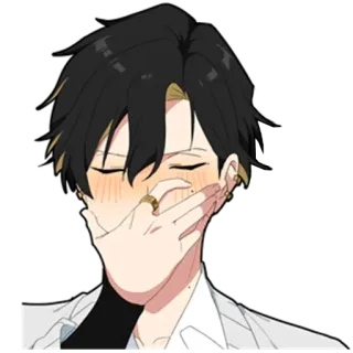 🤭 аниме, краснеть, рука во рту telegram sticker