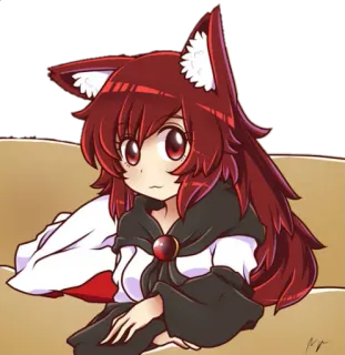 😊 Anime, Vosmeisje, Kemonomimi, Rood haar, Cartoon, Schattig telegram sticker