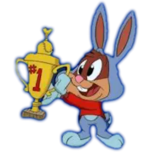 🏆 #1 coniglio, trofeo, cartone animato, premio, primo posto, vincitore telegram sticker