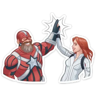 👋 Black Widow, Red Guardian superhéroe, marvel, cómic, equipo, choca esos cinco telegram sticker