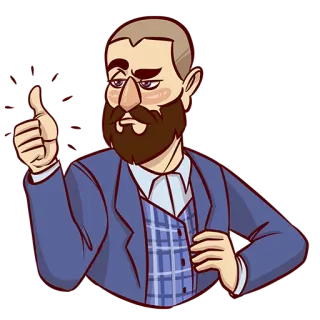 👍 man, beard, cartoon, thumbs up, suit telegram sticker