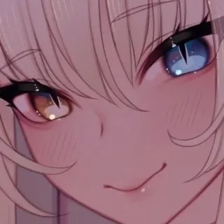 🤍 Anime, Dziewczyna, Heterochromia, Uśmieszek, Słodkie, Portret telegram sticker