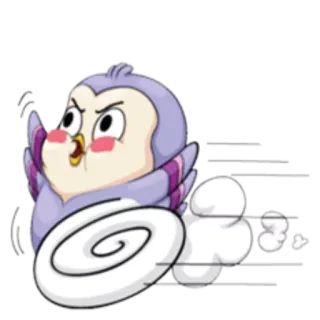 🏃‍♂ pájaro, dibujo animado, lindo, animal, morado, blanco whatsapp sticker