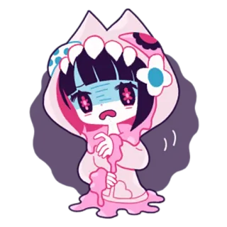 😰 Animé, Mignon, Rose, Kawaii, Créature, Monstre, Pastel whatsapp sticker