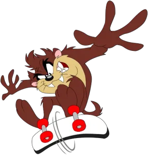 😦 Taz looney tunes, skateboard, cartoon, tazmanian devil, skateboarding telegram sticker