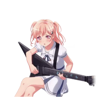 🥮 anime meisje, gitaar, muziek, entertainment, cartoon, digitale kunst telegram sticker