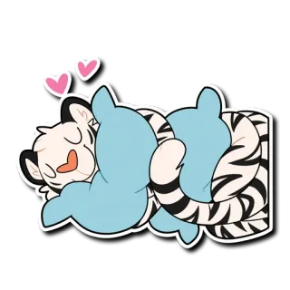💕 tygrys, słodki, zwierzę, śpiący, kreskówka, serce telegram sticker