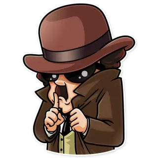🙊 detective, espía, secreto, sombrero, abrigo, shhh, silencio, dibujos animados whatsapp sticker