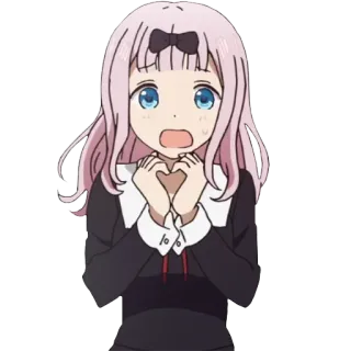 😥 Chika Fujiwara Kaguya-sama: Love Is War Anime, Chibi, Coração, Fofo, Cabelo rosa, Chika whatsapp sticker
