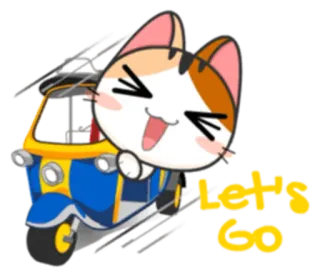 🛵 Let's GO cat, cartoon, tuk-tuk, transportation, cute telegram sticker