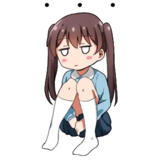 💬 Animé, Fille, Chibi, ennuyée, assise, Kawaii telegram sticker