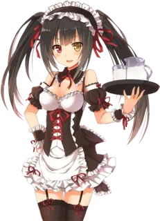 😏 Anime, Maid, Garota, Fofa, Kawaii, Uniforme telegram sticker