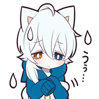 😓 うう… anime, kat, schattig, verdrietig, kawaii, chibi whatsapp sticker
