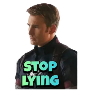 👻 Captain America Avengers STOP LYING Captain America, Avengers, arrête de mentir, Mème, Film, Super-héros telegram sticker