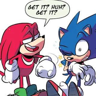 👊 Sonic GET IT? HUH? GET IT? sonic the hedgehog, knuckles, cartoon, comic, funny telegram sticker