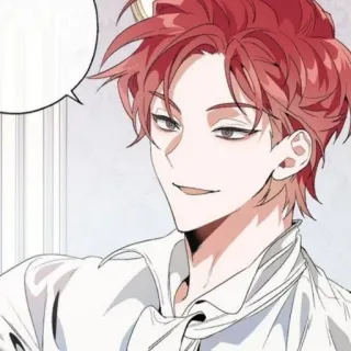 🌑 man, anime, illustration, red hair, white shirt telegram sticker