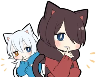 🤐 gato, anime, kawaii, lindo, chica gato, shhh, secreto, susurro telegram sticker