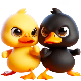 💪 LOL pato, pollito, lindo, dibujos animados telegram sticker