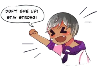 🤗 DON'T GIVE UP! STAY STRONG! incentivo, apoio, positivo, motivação, desenho animado, personagem telegram sticker