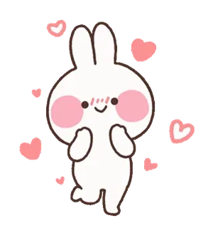 🥰 토끼, 토끼, 하트, 귀여운, 동물, 만화 telegram sticker
