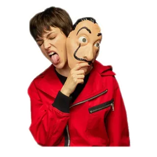 🤢 Tokyo Money Heist Haus des Geldes, La Casa de Papel, Tokio, Maske, roter Overall whatsapp sticker