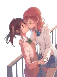 💋 lesbiana, yuri, beso, amor, lgbt, dibujos animados telegram sticker