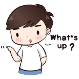 😁 What's up? Dessin animé, Salutation, Décontracté, Question, Amical telegram sticker
